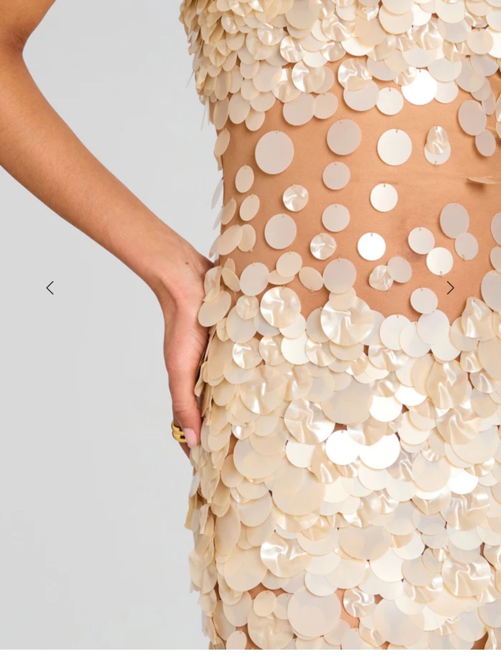 Retrofete Nude Gold Sequin Midi Dress - Picture 4 of 9